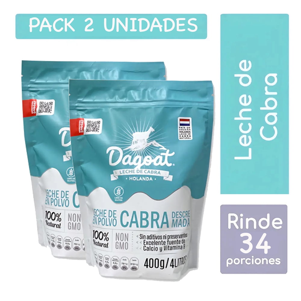 Dagoat - Pack Leche De Cabra En Polvo Descremada 400grs X2