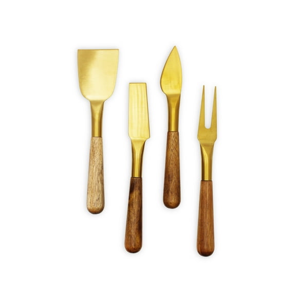 Set 4 cubiertos aperitivo de metal y madera de acacia Kawi®