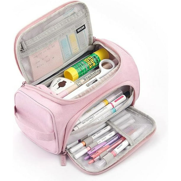 Estuche Para Lápices De Gran Capacidad, Gran Capacidad Para Guardar Rotuladores, Bolsa De Papelería Simple, Organizador De Oficina, Para Adolescentes, Niñas, Adultos Y Estudiantes (rosado)