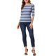 thumbnail image 2 of INSPIRE CHIC Camisetas a Rayas de Mujer para Regreso a Clases Ajustadas con Mangas al Codo y Cuello de Barco Talla S Gris Azul, 2 of 6