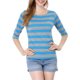 thumbnail image 2 of INSPIRE CHIC Camiseta de Mujer con Mangas al Codo Cuello Redondo Ajustada Básica Casual Estampada Azul Gris 3XL, 2 of 8