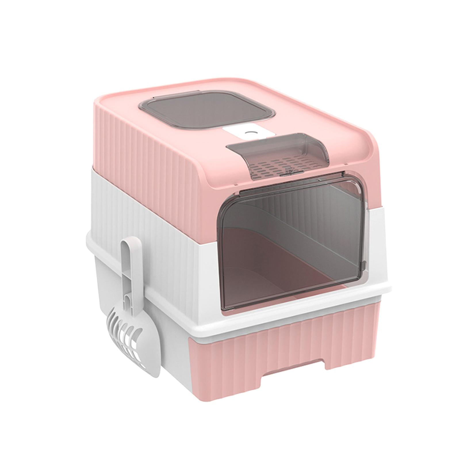 Cajas De Arena Para Gatos Con Capucha Y Bandeja De Arena Para Mascotas Grande Y Espaciosa, Inodoro Para Gatos Rosa