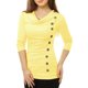 thumbnail image 4 of INSPIRE CHIC Top de Mujer con Cuello Alto, Manga Larga, Decoración de Botones, Frente Fruncido, Ajuste Regular, Pulóver Talla L Amarillo Claro, 4 of 5