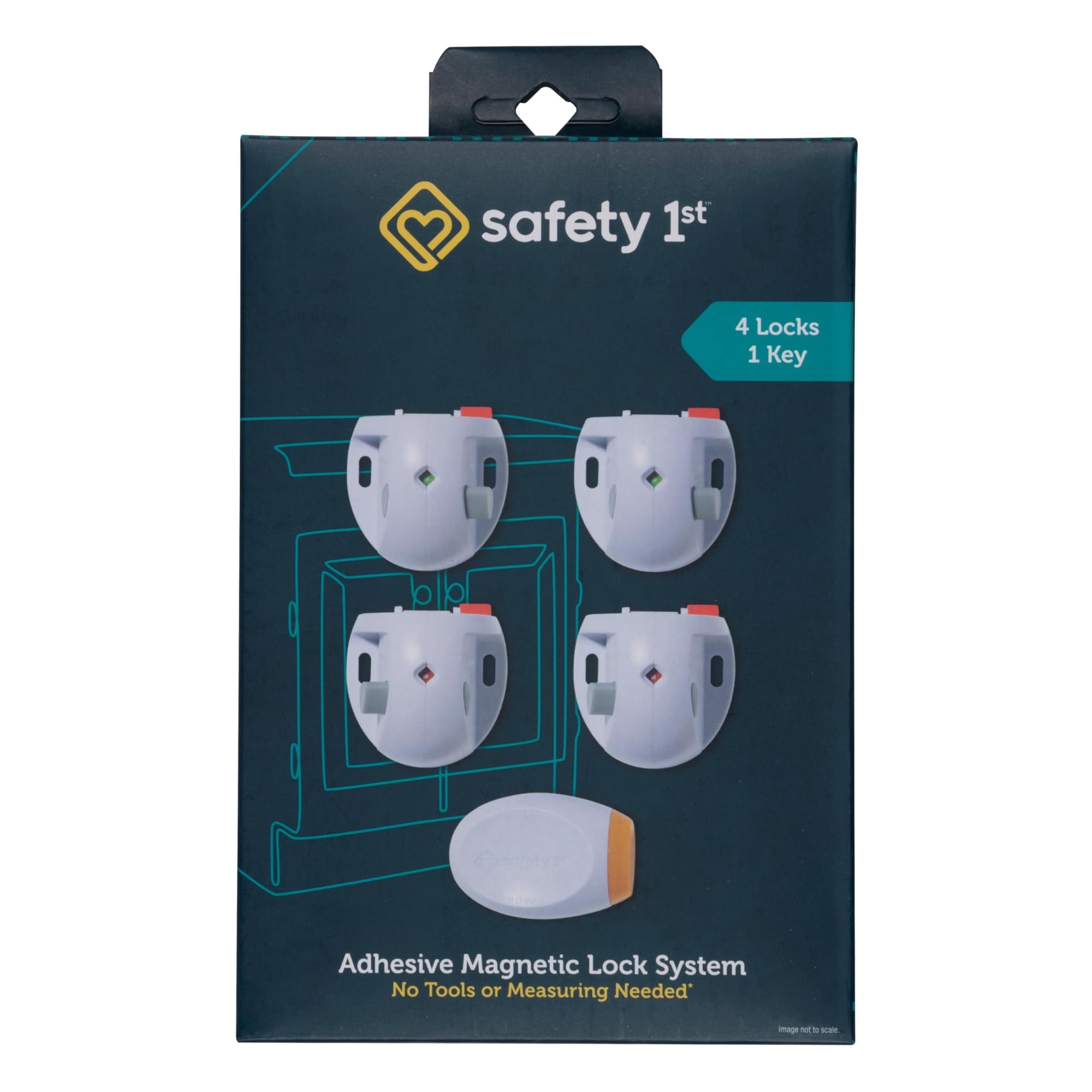Safety 1st - Sistema De Cierre Magnético Safety First Adhesivo, 4 Cerraduras Y 1 Llave