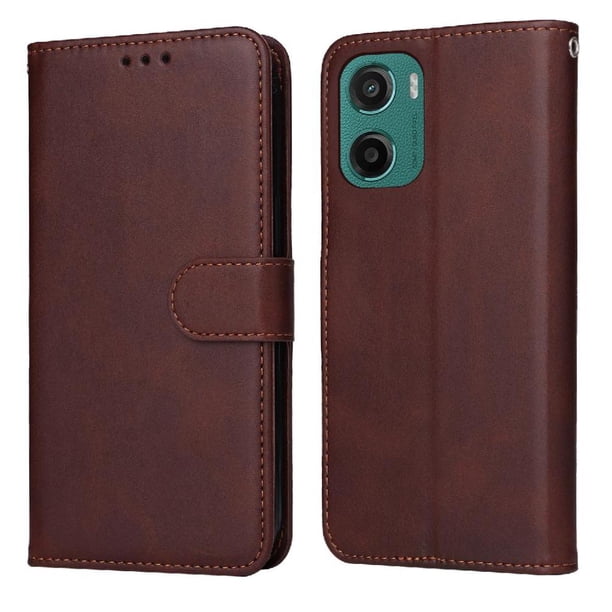 Funda Billetera para Motorola Moto E15 con Porta Tarjetas y Soporte Ajustable Marrón