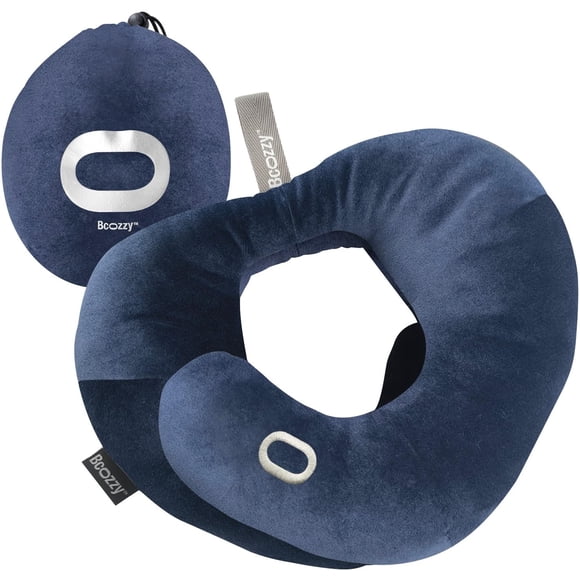 Almohada cervical de viaje BCOZZY con respaldo plano azul marino para adultos