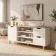 thumbnail image 1 of Rack Tv 120x30x55cm 2 Tiras 1 Puerta Melamina Homer Design Blanco Con Marron Claro, 1 of 8