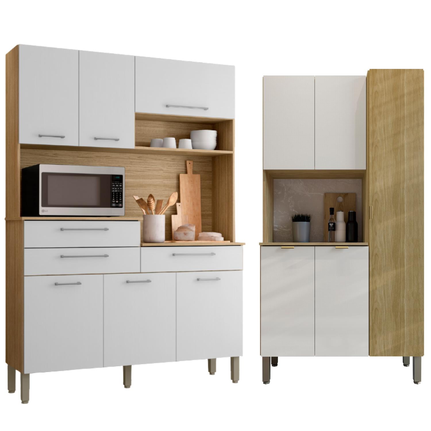 Movelaria - Combo Cocina Kit Orion 8 Puertas + Cocina Melissa Off White K0805 Blanco