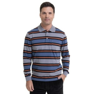 Kotting - Polera Jersey Listada Cuello Camisero Gris Gris 4Xl