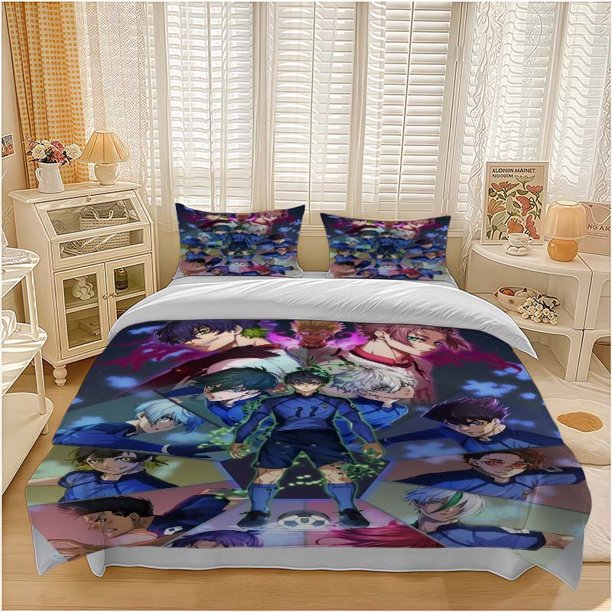 3pcs INAZUMA ELEVEN Chasing Football Dreams Themed Bedding Set Duvet Cover and Pillowcase Set Soft and Comfortable