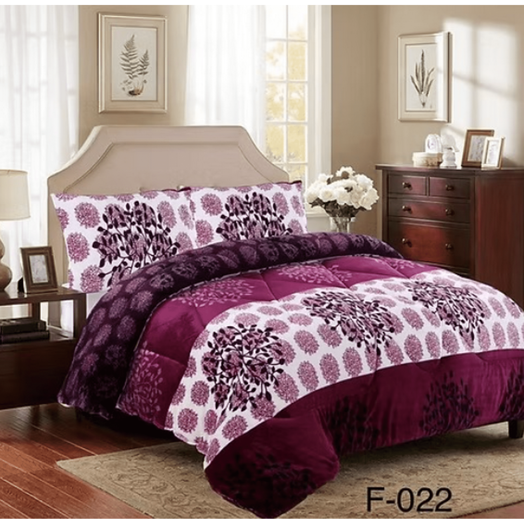 Todostore - Cobertor Plush Con Chiporro Plaza Y Media Color Morado Con Diseño