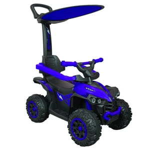 Bebesit - Cuatrimoto A Batería Con Barra De Empuje Push Niño Azul