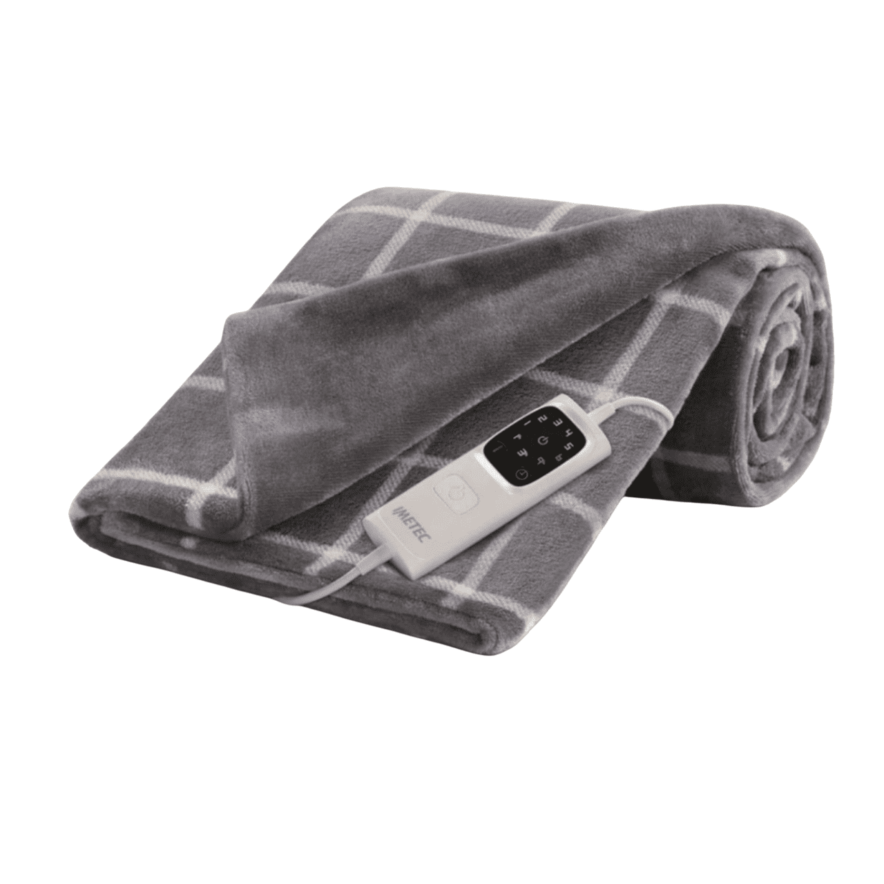 Scaldasonno - Manta Electrica Calentamiento Rapido 150x95cm 150w Gris Cuadrille