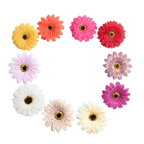 10 piezas de gerbera artificial margarita flores cabezas para bricolaje mezclado