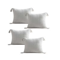 Genérico - Pack De 4 Fundas De Cojin Chenille Con Borlas 45X45 Blanco