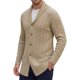 thumbnail image 1 of Cárdigan de punto largo con cuello chal y botones para hombre, textura trenzada, puños y dobladillo acanalados, XL Caqui, 1 of 6