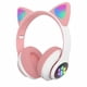 thumbnail image 1 of Audífonos inalámbricos Bluetooth RGB Orejas gato BT 5.0 Rosado para audio diario, 1 of 3