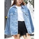 thumbnail image 5 of Chaqueta vaquera Omoone para mujer, extragrande, de longitud media, azul XL, 5 of 8