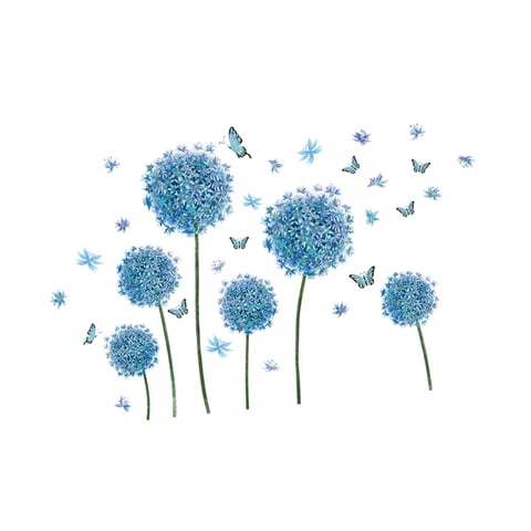 Magideal - Pegatinas De Pared De Diente De León Azul Para Hacer Tú Mismo, Calcomanías Artísticas, Calcomanías De Flores Extraíbles, Impermeables Y Fáciles De
