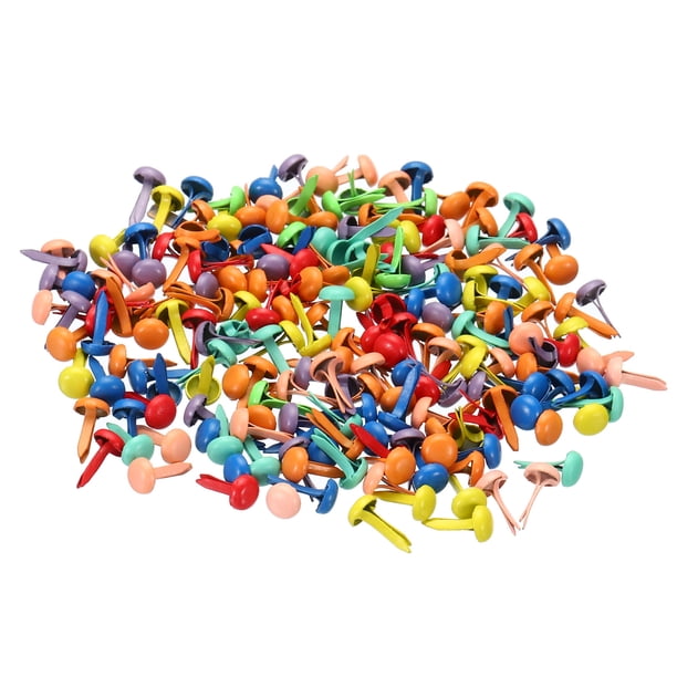 Uxcell 4.5 x 8 mm Mini Tachuelas para Manualidades de Papel, 200 Piezas Sujetador Redondo de Papel, Colores Surtidos