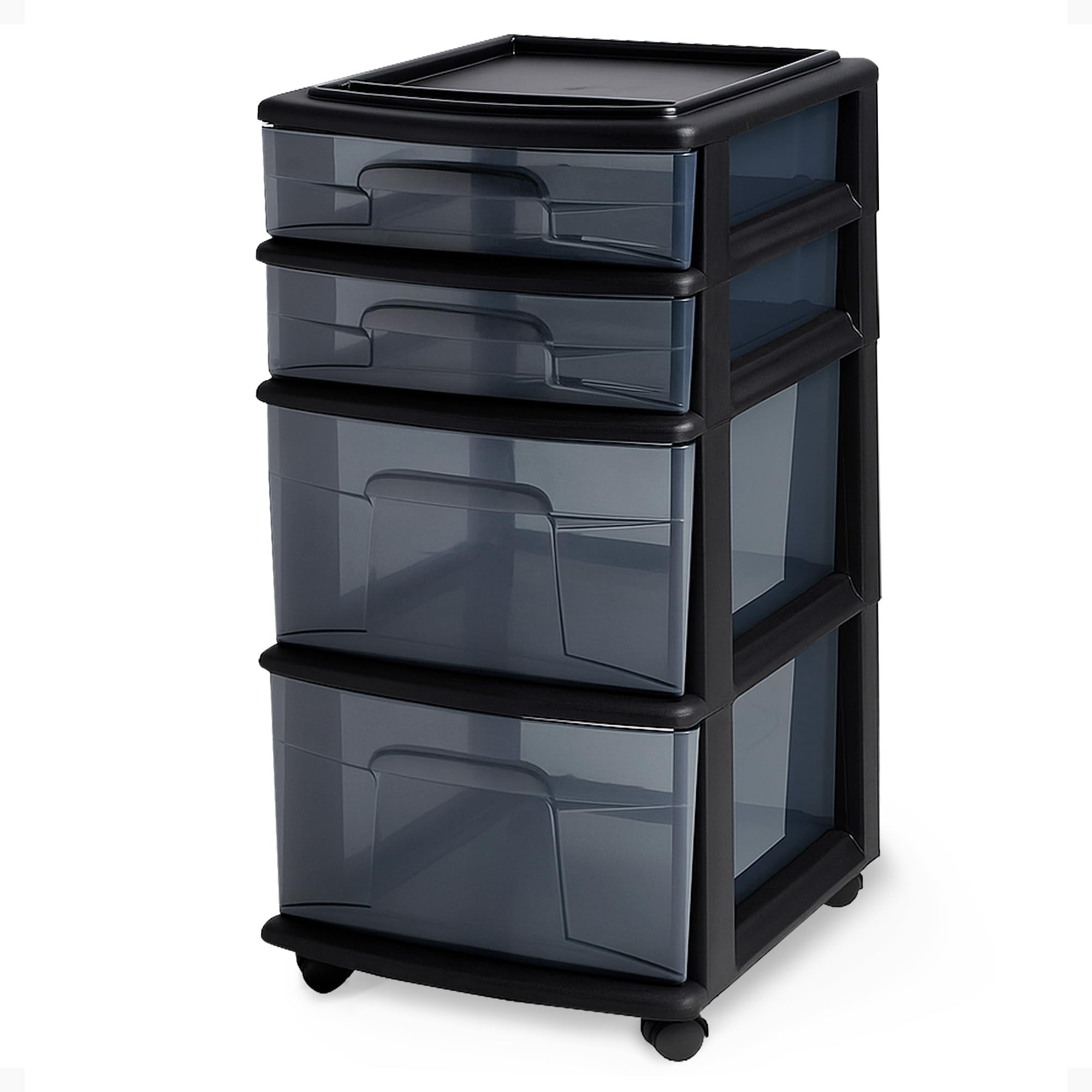 Carrito Organizador De Almacenamiento De Plástico Transparente De 4 Niveles Homz, Negro