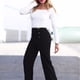 thumbnail image 2 of Pantalones de trabajo informales para mujer, de 6 botones, largos, de cintura alta y pierna recta., 2 of 2
