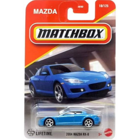 Coche de metal fundido a presión Mattel Mazda RX-8 1:64 Azul 10/125