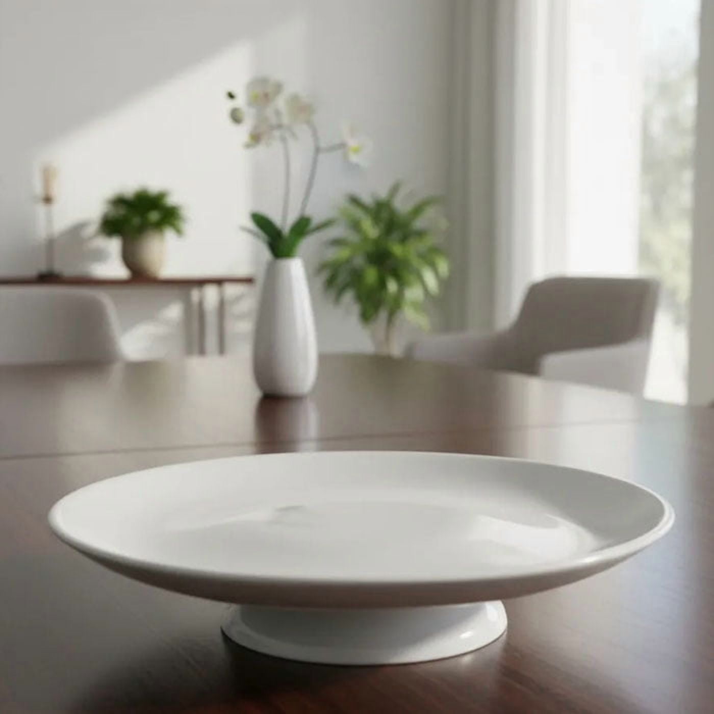 Bric - Plato Con Base Tortero 25x8 Cm De Porcelana