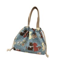 Magideal - Mini , Con Cordón De Lona, De Lona Reutilizable, Bolsa De Mano Bento Para Picnic, Viajes, Playa, Adultos , Azul