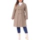 thumbnail image 2 of Abrigos largos de mujer talla grande de Agnes Orinda con solapa con muescas, abrigo de invierno de doble botonadura con bolsillos 3X marrón claro, 2 of 5