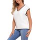 thumbnail image 4 of INSPIRE CHIC Chaleco de Mujer Cuello en V Uniforme Escolar Contraste de Color Sin Mangas Tops de Punto M Blanco, 4 of 6