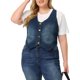 thumbnail image 1 of Agnes Orinda Chalecos de Mezclilla para Mujer de Talla Grande Tops Chaleco de Mezclilla con Botones Chaqueta Sin Mangas Casual 1X Azul, 1 of 7