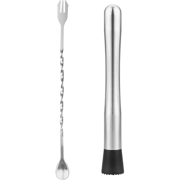 Set Muddler y Cuchara Tifanso de 2 Piezas de Acero Inoxidable