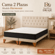 thumbnail image 1 of Cama 2 Plazas Base Dividida Respaldo Capitone Lino Beige Colchón, 1 of 10