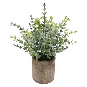 Magideal - Planta Artificial En Maceta Bonsai En Maceta Gris Plástico Faux Pequeña Vegetación Decoración Mini Plantas S Para Estante De Decoración De , Pequeño Eucalitto Pequeño Eucalipto