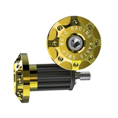 Ioensy - 2 Uds. De Manillar De Motocicleta, Empuñaduras De Extremo, Tapas De Enchufe, Aleación De Aluminio Cnc Dorada