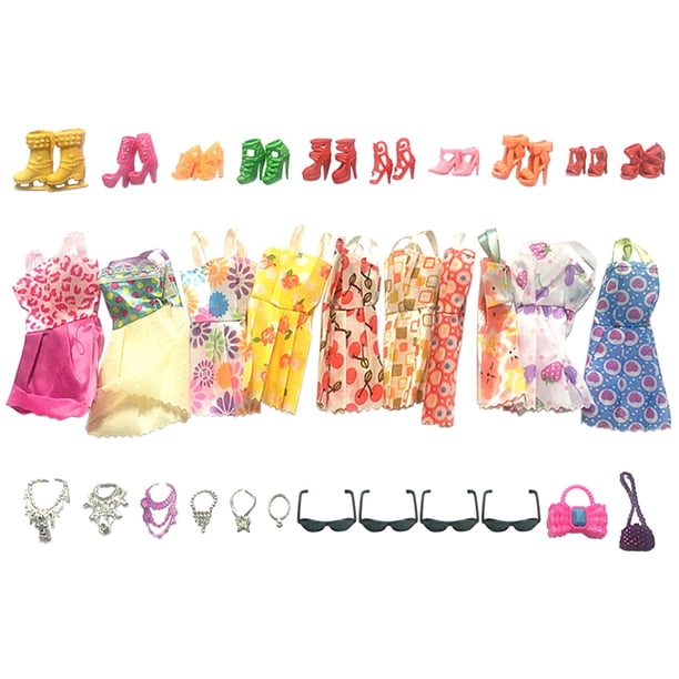 Conjunto de 32 piezas de ropa de muñeca para niña, ropa de uso diario, cambio de ropa, costura cuidadosa: muñeca, regalo de cumpleaños para niños , Gafas de sol