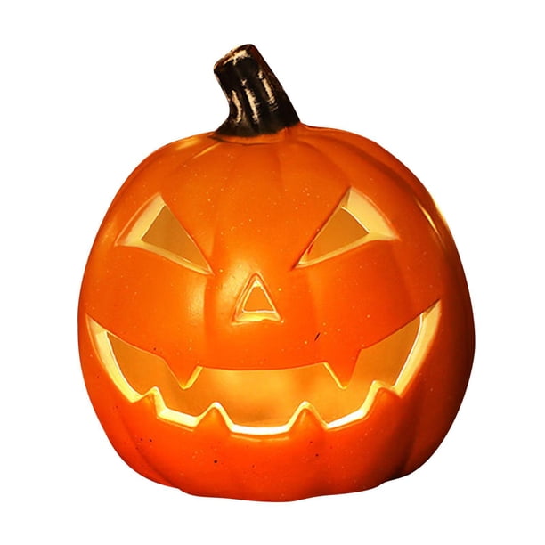 Lámpara De Calabaza De Halloween, Práctica Decoración De Halloween Para Estante De Jardín, Escritorio, 22 Cm X 20 Cm, Forma De Colmillo