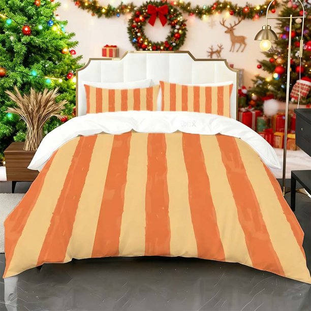 with an Orange Rice Distressed Pattern This Printed Duvet Cover Set Includes a Duvet Cover And Two Pillowcases Made from Soft And Comfortable Materials Perfect