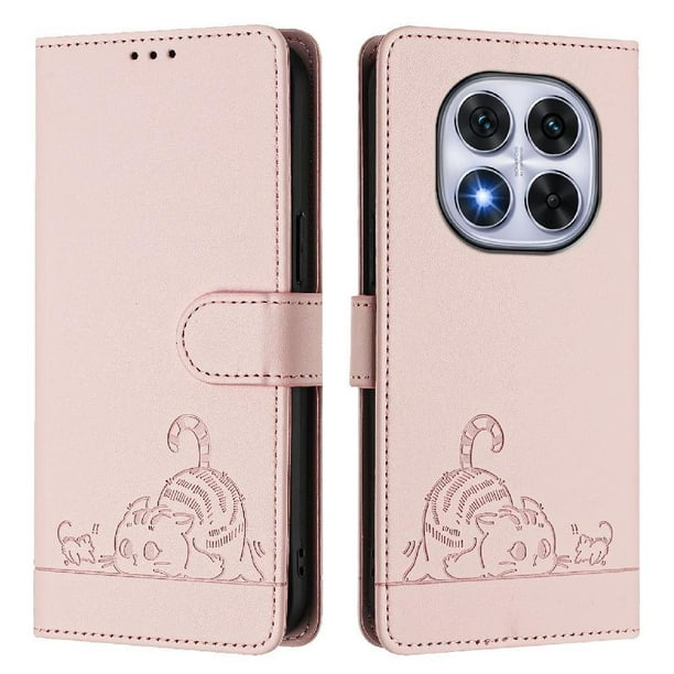Funda tipo cartera FOXDOCK para Xiaomi Redmi Note 14 PRO Plus 5G con soporte, ranuras, RFID, diseño de gato