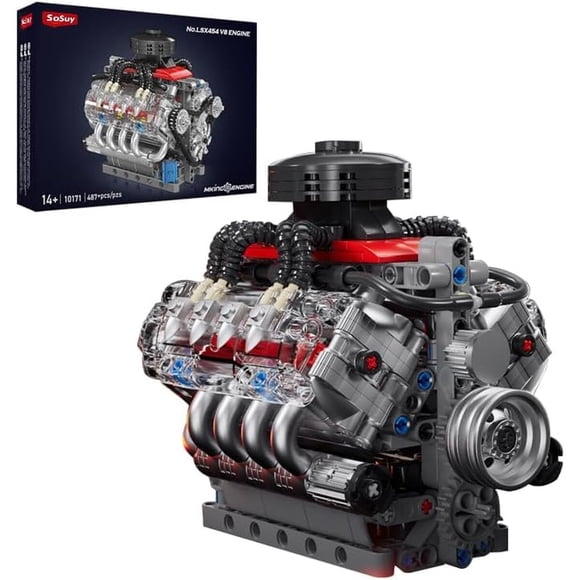 Motor V8 Sosuy Kit 487 Piezas Modelo Funcional STEM