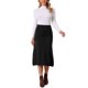 thumbnail image 2 of Falda de suéter de mujer de cintura alta de punto acanalado A-Line Midi para ocasiones elegantes y casuales S Negro, 2 of 6