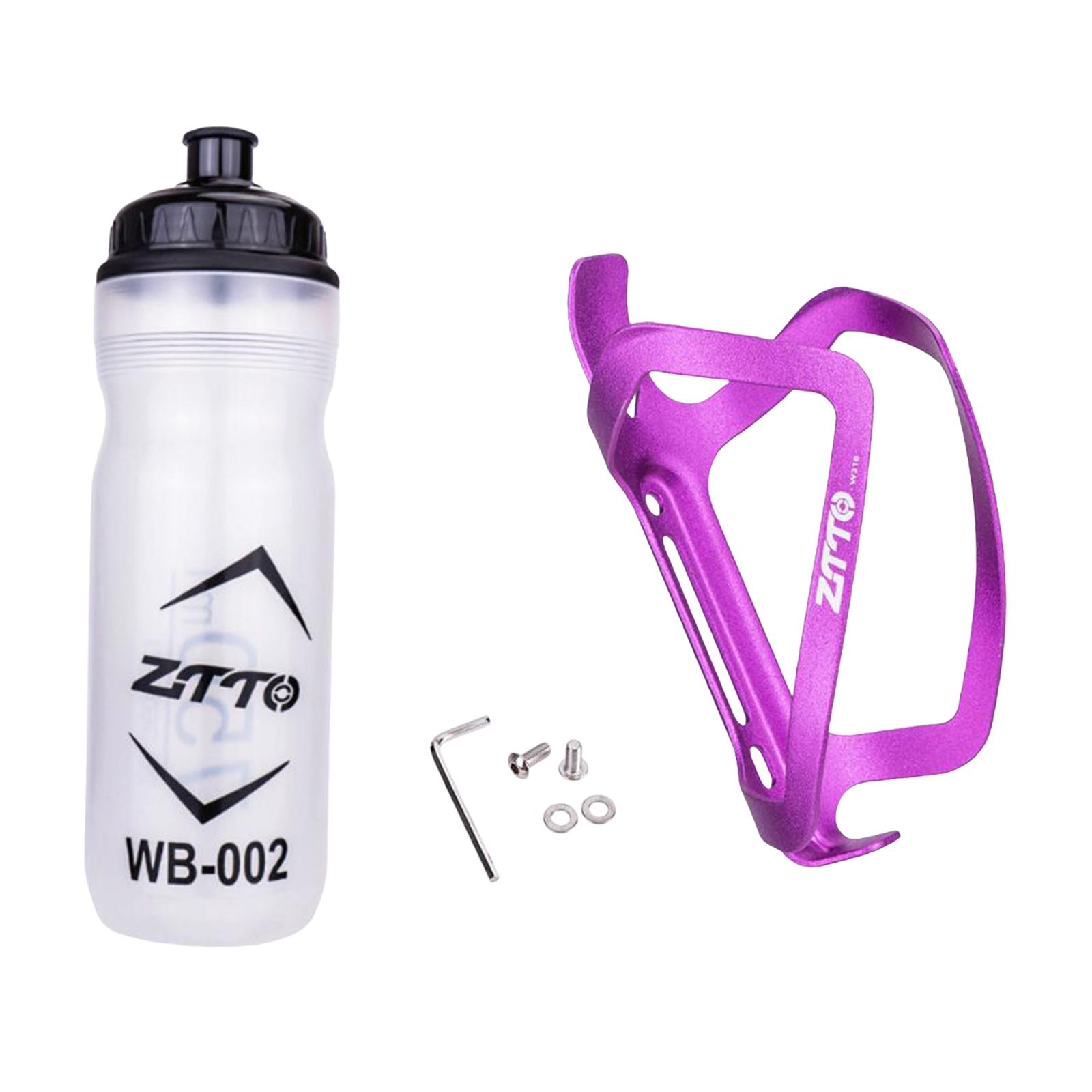 Ioensy - Jaula Para Botella De Agua Para Bicicleta De Montaña Con Botella De Bebida Resistente Color Morado
