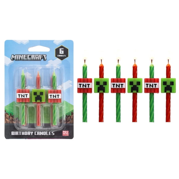 Cake Candles DecoPac Minecraft Birthday 6 a rayas rojas y verdes