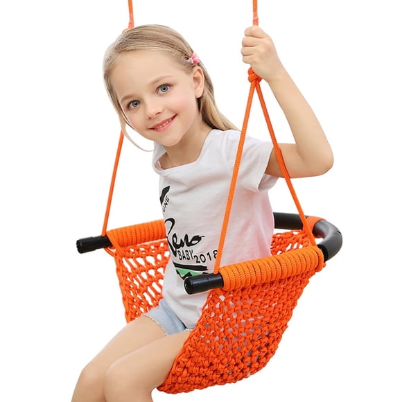 Columpio Swing ROPECUBE tejido a mano para niños pequeños, naranja