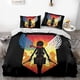 thumbnail image 1 of Juego de ropa de cama ATTK ON TITAN para niños y niñas, funda nórdica de plumas, funda de almohada, regalo, dormitorio familiar, juego de 3 piezas, uso doméstico, 1 of 3