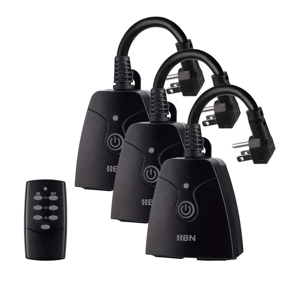 Enchufe inalámbrico con control remoto para exteriores HBN 15A alcance de 30 metros