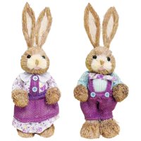 Magideal - 2 Piezas Conejo De Pascua Estatuilla De Conejo Ornamental Decorativo Modelo Animal Artificial Detalles Realistas Material De Hilo De Cáñamo Adecuado C