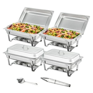 Juego De Platos Para Buffet Hafing Dish Vevor, 8 Litros, Paquete De 4 Unidades, Acero Inoxidable