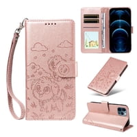 Funda Billetera Foxdock Compatible Con Iphone 12 Pro, Diseño Perrito Tierno, Ranuras Para Tarjetas Y Soporte Plegable